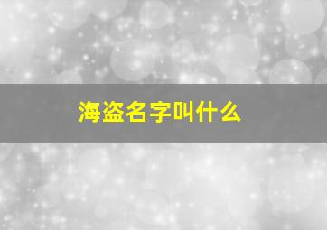 海盗名字叫什么