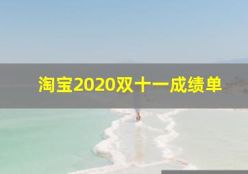 淘宝2020双十一成绩单