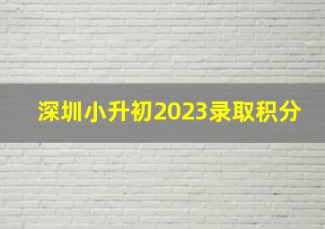 深圳小升初2023录取积分