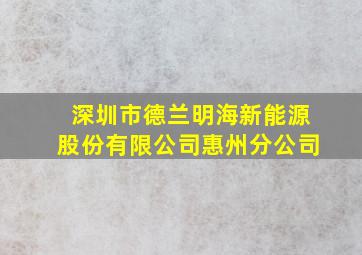 深圳市德兰明海新能源股份有限公司惠州分公司