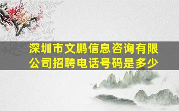 深圳市文鹏信息咨询有限公司招聘电话号码是多少