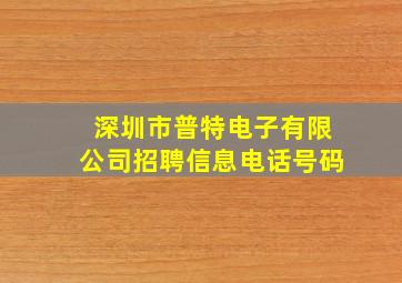 深圳市普特电子有限公司招聘信息电话号码