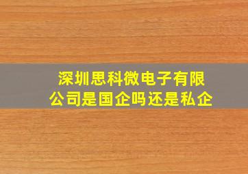 深圳思科微电子有限公司是国企吗还是私企