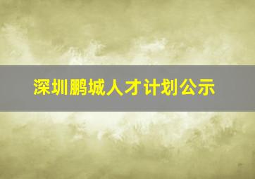 深圳鹏城人才计划公示