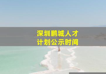 深圳鹏城人才计划公示时间