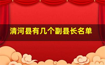 清河县有几个副县长名单