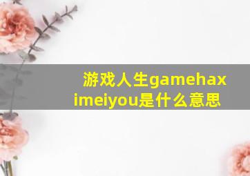 游戏人生gamehaximeiyou是什么意思