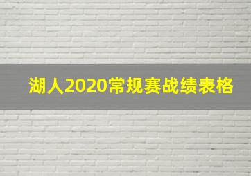 湖人2020常规赛战绩表格