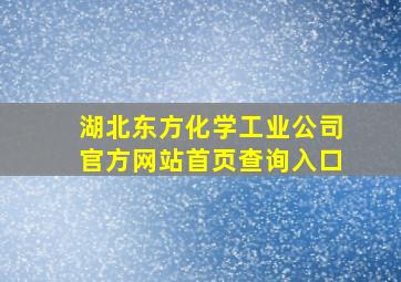 湖北东方化学工业公司官方网站首页查询入口