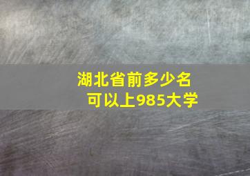 湖北省前多少名可以上985大学