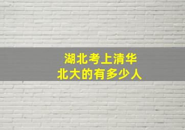 湖北考上清华北大的有多少人