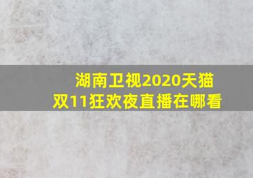 湖南卫视2020天猫双11狂欢夜直播在哪看