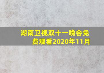 湖南卫视双十一晚会免费观看2020年11月