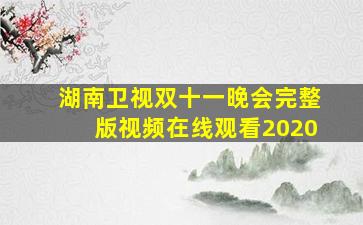 湖南卫视双十一晚会完整版视频在线观看2020