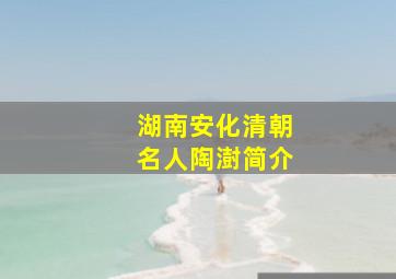 湖南安化清朝名人陶澍简介