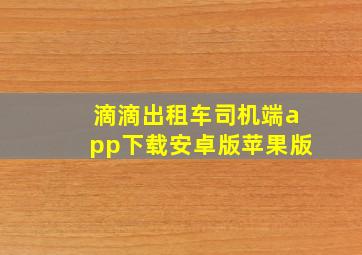 滴滴出租车司机端app下载安卓版苹果版