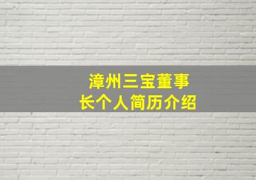 漳州三宝董事长个人简历介绍