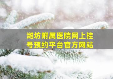 潍坊附属医院网上挂号预约平台官方网站