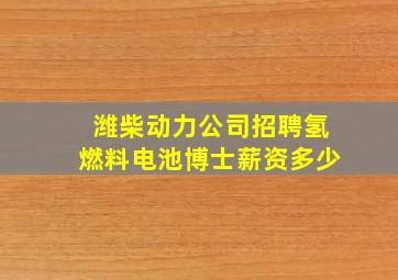 潍柴动力公司招聘氢燃料电池博士薪资多少