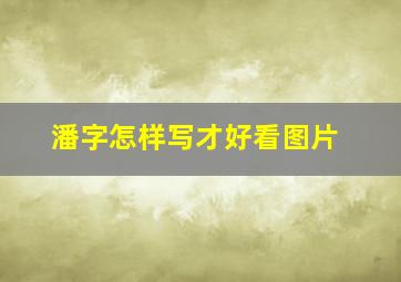 潘字怎样写才好看图片