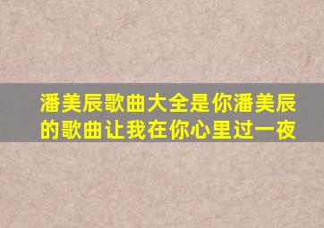 潘美辰歌曲大全是你潘美辰的歌曲让我在你心里过一夜