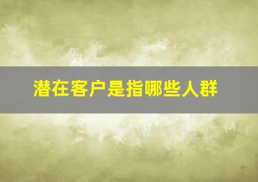 潜在客户是指哪些人群