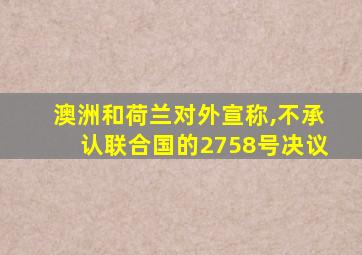 澳洲和荷兰对外宣称,不承认联合国的2758号决议