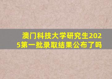 澳门科技大学研究生2025第一批录取结果公布了吗