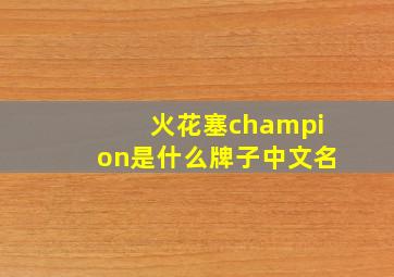 火花塞champion是什么牌子中文名