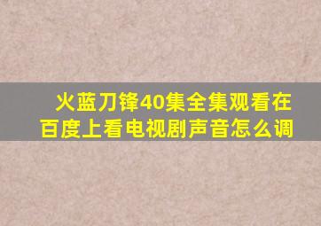 火蓝刀锋40集全集观看在百度上看电视剧声音怎么调