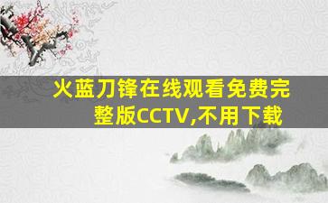 火蓝刀锋在线观看免费完整版CCTV,不用下载