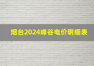 烟台2024峰谷电价明细表