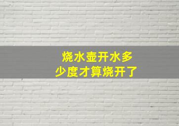 烧水壶开水多少度才算烧开了