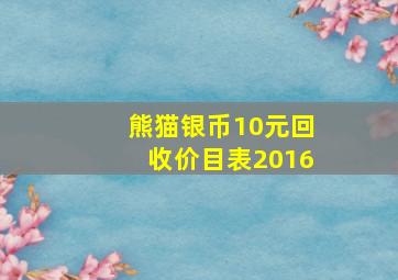 熊猫银币10元回收价目表2016