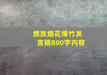 燃放烟花爆竹发言稿800字内容