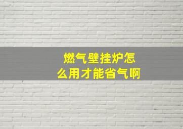 燃气壁挂炉怎么用才能省气啊