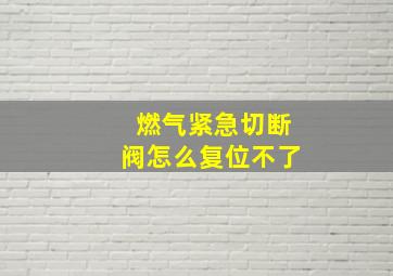 燃气紧急切断阀怎么复位不了