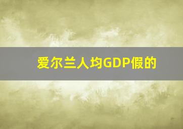 爱尔兰人均GDP假的