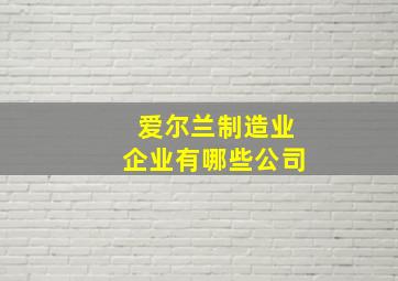 爱尔兰制造业企业有哪些公司