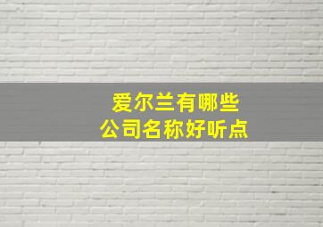 爱尔兰有哪些公司名称好听点