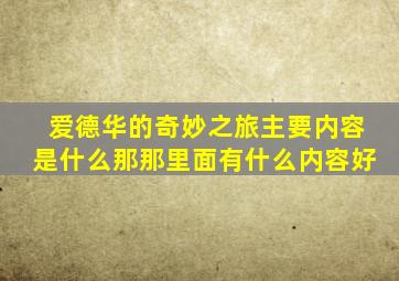 爱德华的奇妙之旅主要内容是什么那那里面有什么内容好