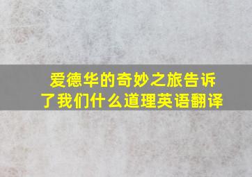 爱德华的奇妙之旅告诉了我们什么道理英语翻译