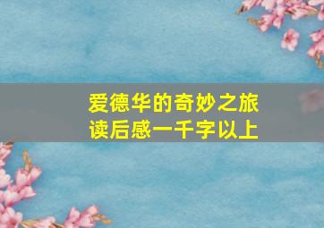 爱德华的奇妙之旅读后感一千字以上