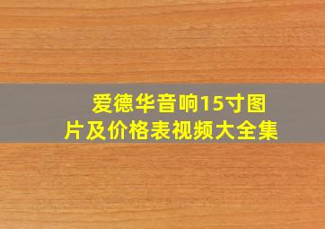 爱德华音响15寸图片及价格表视频大全集