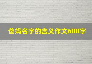 爸妈名字的含义作文600字