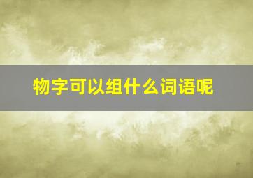 物字可以组什么词语呢