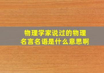 物理学家说过的物理名言名语是什么意思啊