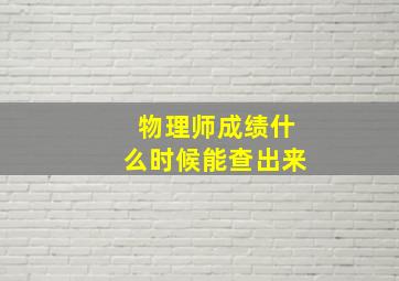 物理师成绩什么时候能查出来