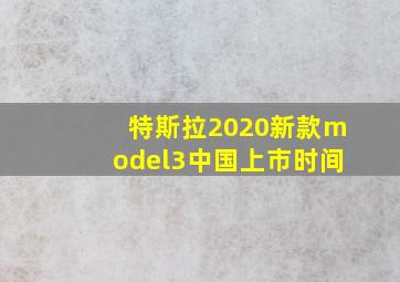 特斯拉2020新款model3中国上市时间