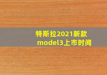 特斯拉2021新款model3上市时间